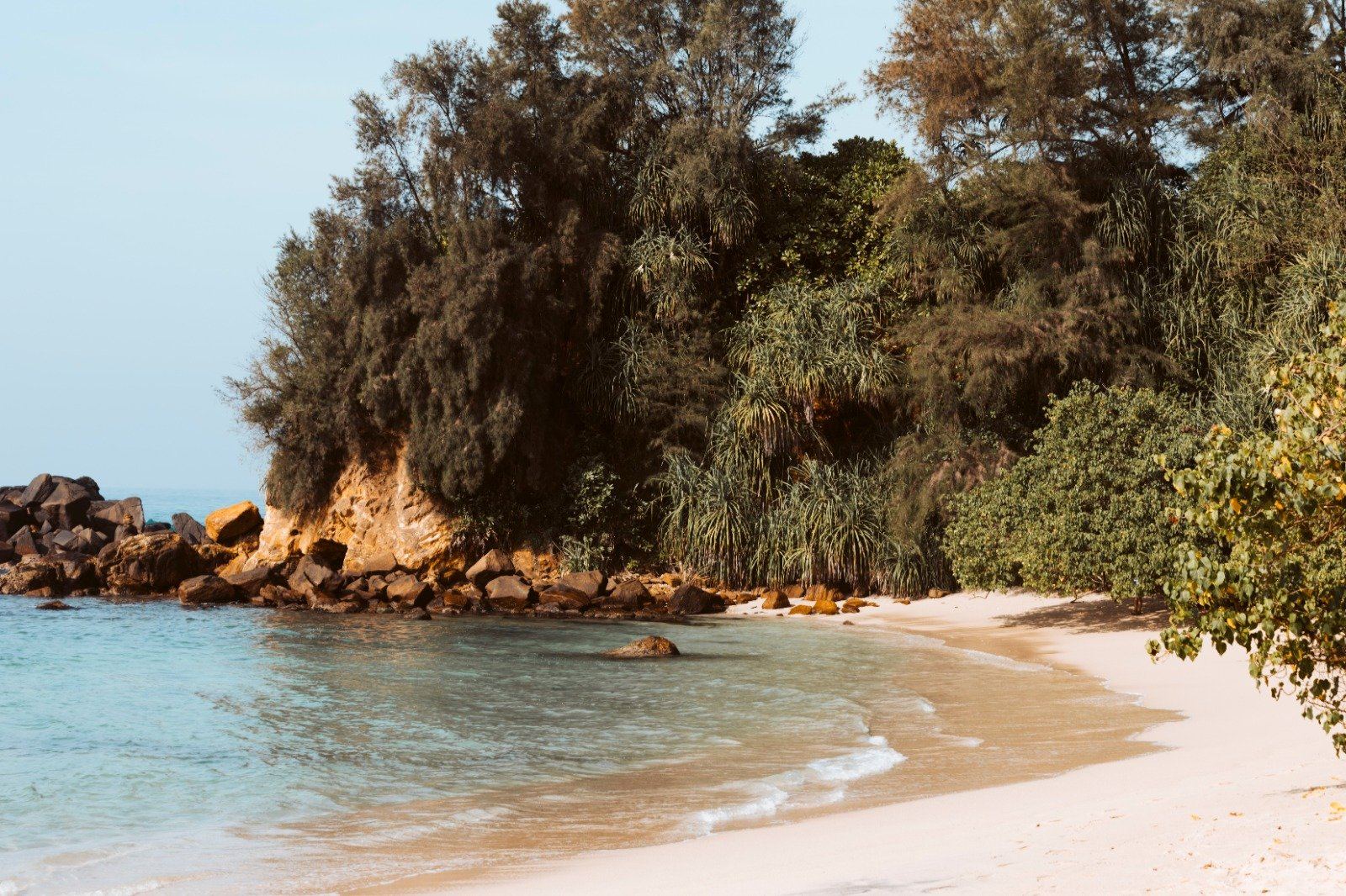 A quiet white-sand beach on the south coast